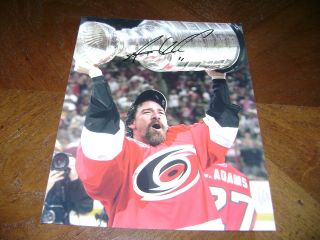 Aaron Ward Carolina Hurricanes Stanley Cup Champions Signed 8x10 Trophy Photo