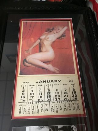 Rare Marilyn Monroe 1955 Calender Framed And Matted Golden Dreams.