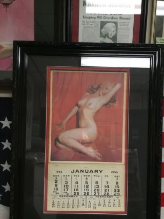 Rare Marilyn Monroe 1955 Calender Framed And Matted Golden Dreams. 3