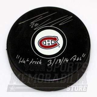 Thomas Vanek Montreal Canadiens Signed Autographed Hat Trick Inscribed Puck
