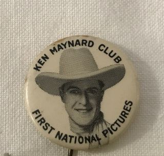 1930 Ken Maynard Hollywood Western Cowboy Pinback Button First National Pictures