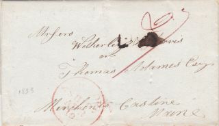 1833 Stampless Transatlantic Captain 