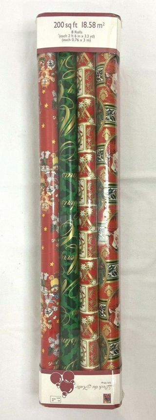 6 Rolls Of Vintage Christmas Wrapping Paper 200 Sq Ft (each 2 
