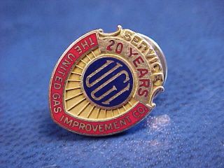 Vintage 10k United Gas Improvement Co 20 Years Service Pin Gold Filled Oc Tanner