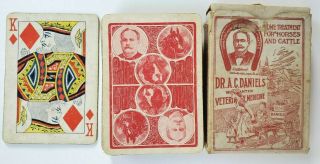 19th C Full Deck & Box Playing Cards " Dr.  Daniels Horse & Dog Medicines " 1880 