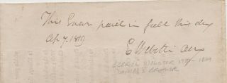 Ezekiel Webster - Brother Of Daniel Webster - 1819 Signed Nh Document Scarce