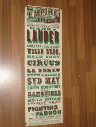 1904 Liverpool Empire Theatre Poster Harry Lauder,  Boswells Circus On Bi 2