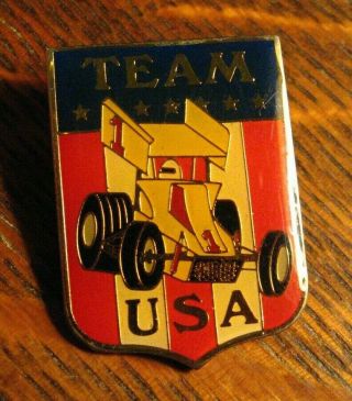 Go Kart Team Usa Racing Lapel Pin - Vintage Race Car Driver Cart Banner Badge