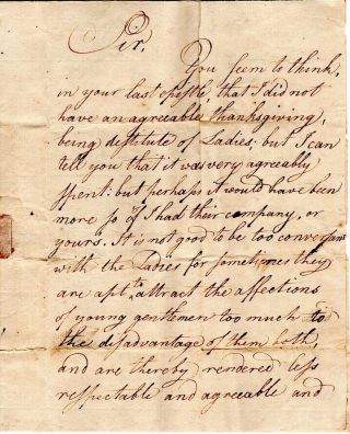 1784,  Harvard University; Rev.  Abiel Abbott,  Letter,  To Be No Women For Scholars
