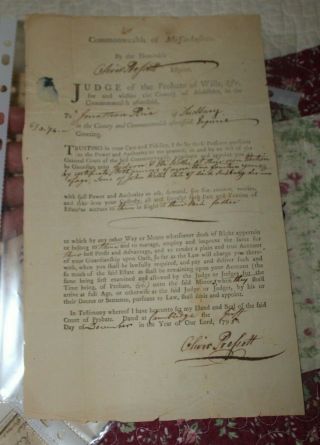 Autograph Document Revolutionary Major General & Judge Oliver Prescott Ma 1795