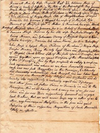 1778,  Suffolk County,  Massachusetts,  Morse Family,  Many Signed,  Widow Clark