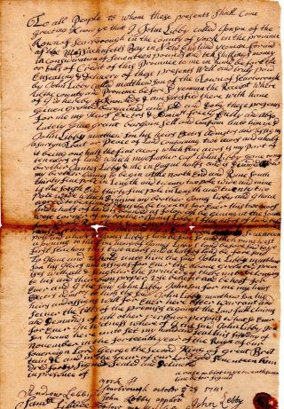 1741,  Roger Deering,  Wife Killed In Indian Attack,  Scarborough,  Maine,  Signed