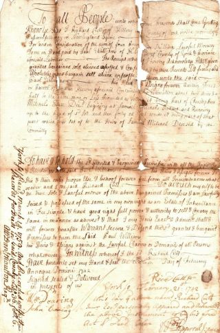 1742,  Sir William Pepperell,  Hero At Battle Of Louisburg,  Signed Deed,  Maine