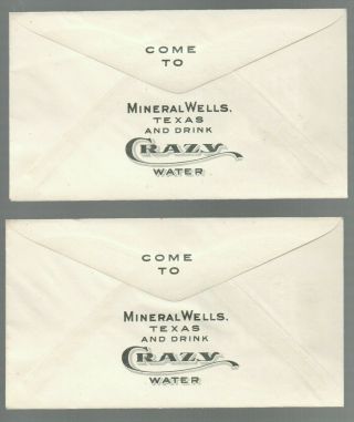 2 Crazy Well Hotel Mineral Wells Texas Come and Drink Crazy Water envelopes 2
