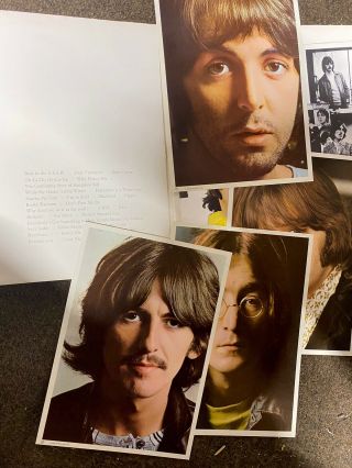 The Beatles White Album Lp Apple Number 013707 W/ Poster Lyrics Photos Vinyl Vg