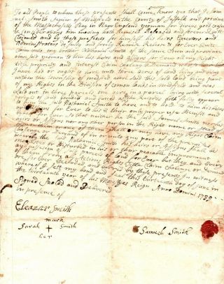 1739,  Medfield,  Mass; Samuel Smith,  Land,  Smith Family Signatures