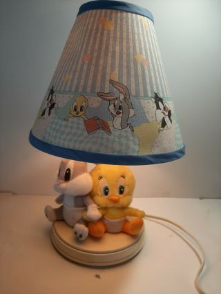 Vintage 1998 Looney Tunes Lamp Baby Tweety Bugs Bunny Plush With Shade