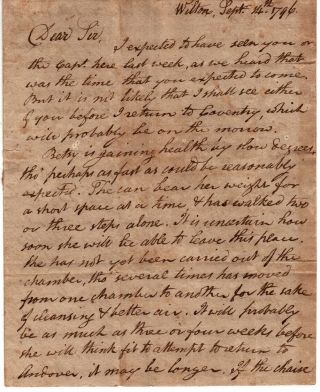 1789,  Rev.  Abiel Abbott,  Wilton,  Hampshire,  Letter Re: Sickness In Family