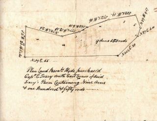1810 Antique Norwich Ct Land Survey Map,  Letter Ephemera Barnabas Hyde Farm
