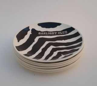 6 Vintage Midcentury Gaslight Club Plate American Chicago Zebra Print 2