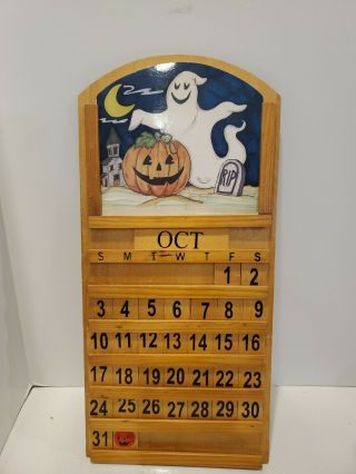 Vintage 1980s Perpetual Wood Wall Calendar Complete With Changeable Background