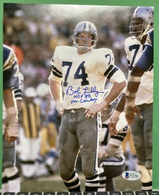 Bob Lilly Signed 8 X 10 Color Photo Beckett - Inscribed Mr.  Cowboy Hof 80