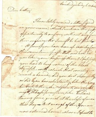 1780s,  Cambridge,  Harvard Univ. ,  Rev.  Benjamin Abbott,  Letter,  The Black Nymph