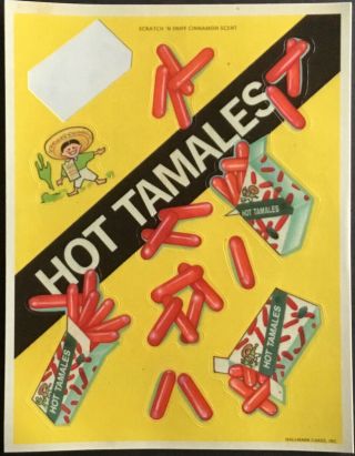 Htf Sheet Of Vintage Scratch & Sniff Stickers - Hallmark - Cinnamon - No Date