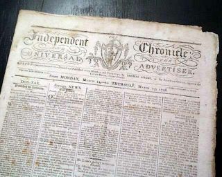 18th Century American Title W/ John Adams Letter Re.  France 1798 Newspaper