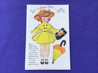 Hallmark Vintage This Is Janet Sue Paper Doll Greeting Card 1954