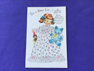 Hallmark Vintage This Is Nancy Lee Paper Doll Greeting Card 1954