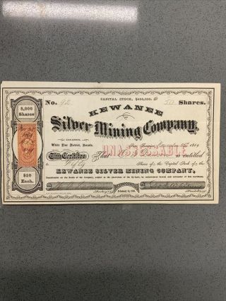 Kewanee Silver Mining Company 800 Shares