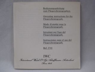 Iwc Pilot Fliegerchronograph Swiss Watch Ref.  3741 Operating Instructions Book