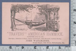 C323 Travers American Hammock Trade Card John Wanamaker Philadelphia,  Pa