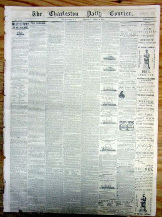 Rare 1860 Charleston SOUTH CAROLINA newspaper with 2 Ads NAMED SLAVES 3