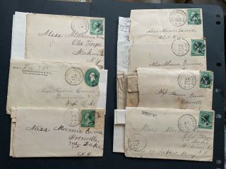 Lot X15 Constableville Ny Letters 1800s,  Stamp Covers Old Forge Herkimer Eames