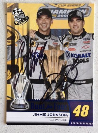 Jimmie Johnson And Chad Knaus Autographed 2009 Press Pass Hunt For 4 Crew Chief