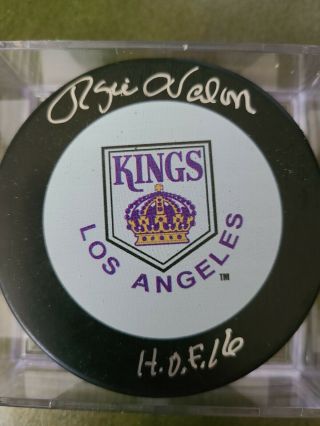 Rogie Vachon Signed Los Angeles Kings Puck Hof 16 (schwartz Sports)