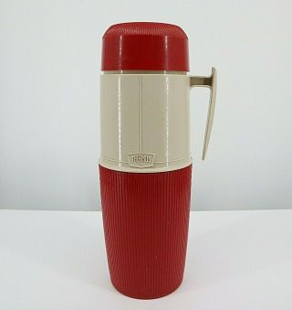 Vintage Thermos Red And Tan Model 6402 Filler 64f Quart Size