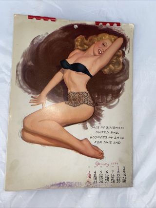 1954 Pinup Girls Calendar Salesman’s / Petty Style Comb Binding Good,