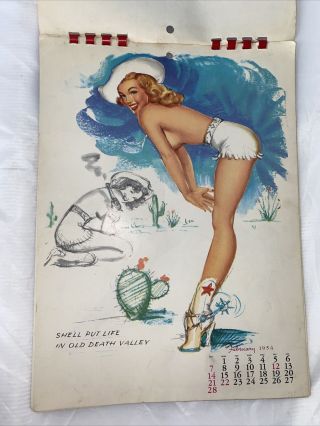 1954 PinUp Girls Calendar Salesman’s / Petty Style Comb Binding Good, 2