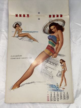 1954 PinUp Girls Calendar Salesman’s / Petty Style Comb Binding Good, 3