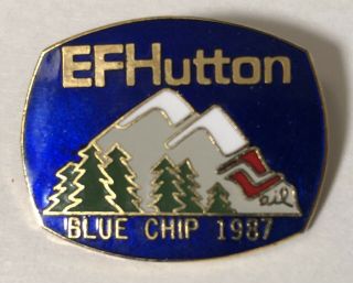 Ef Hutton Company Brokerage Firm Blue Chip 1987 Lapel Pin Financial Services