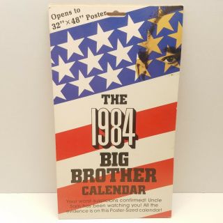 Rare Vtg 1984 Big Brother Calendar Poster Nat Hentoff 240 Government Intrusions