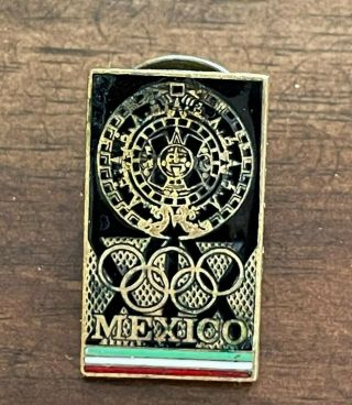 Vintage 1968 Mexico City Summer Olympic Games Souvenir Pin Badge Aztec Theme
