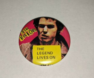 Vintage Sid Vicious Sex Pistols Button Pin Badge Uk Punk - The Legend Lives On