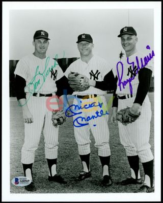 Mickey Mantle,  Roger Maris & Tresh Autographed 8x10 Photo Yankees Reprint