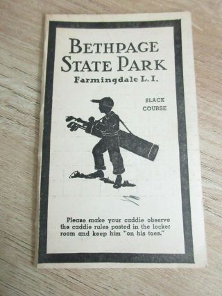 Bethpage State Park Black Golf Course Vtg 1949 Score Card Farmingdale York
