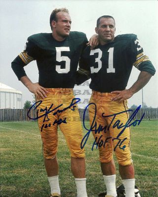 Packers Jim Taylor & Paul Hornung Signed 8x10 Autographed Photo Reprint