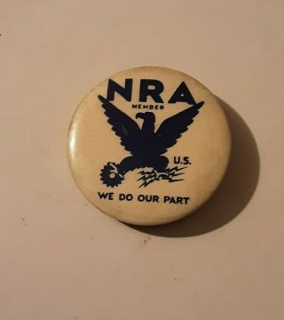 Rare All Black 1930s Nra National Recovery Administration Pinback Button